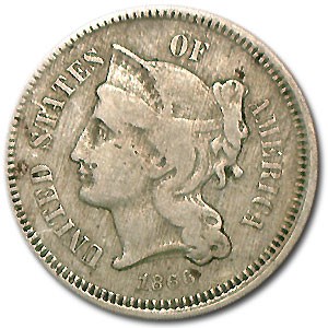 1866 3 Cent Nickel Fine 1866 3 Cent Nickel Fine